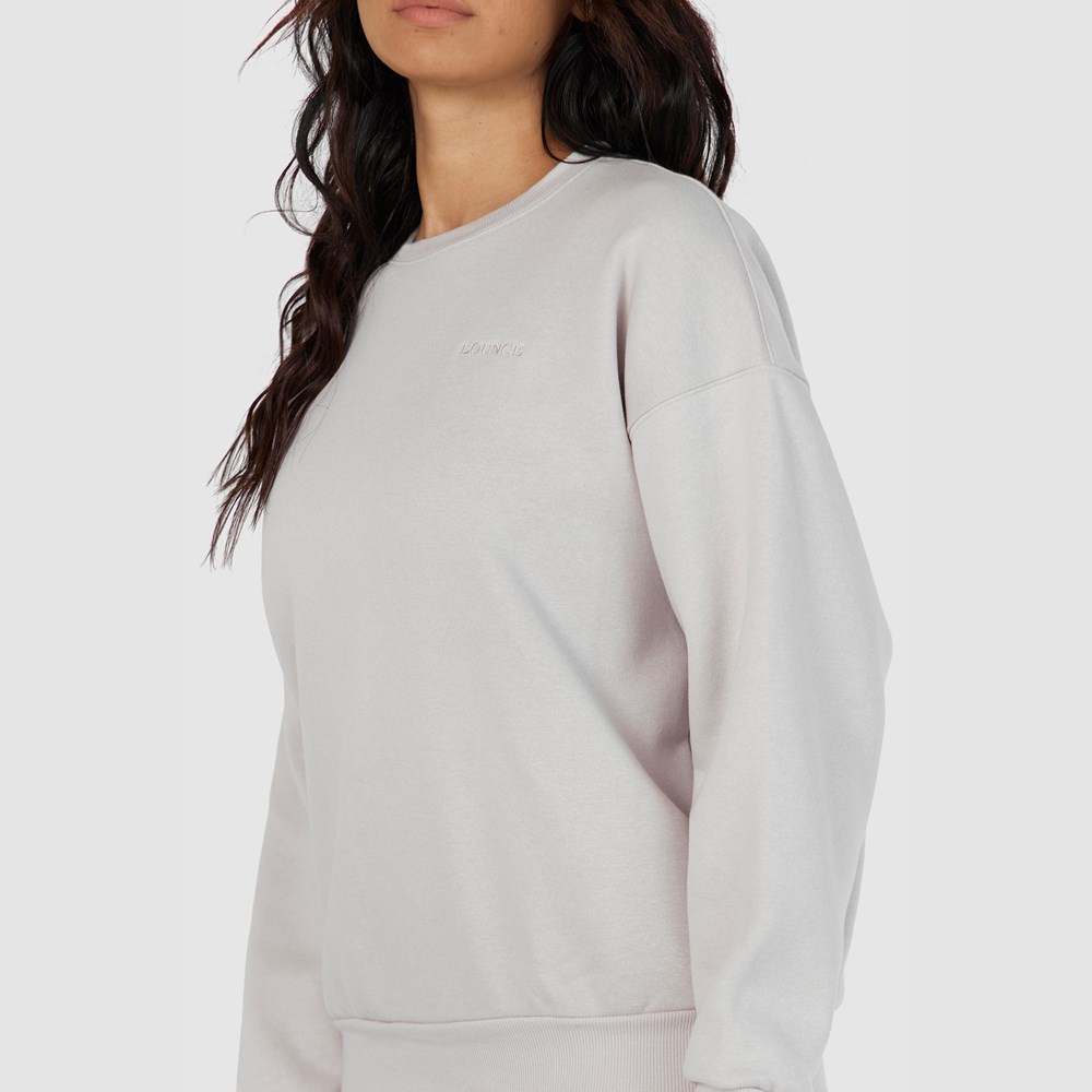 Lounge Underwear 365 Oversized Crew Neck Jumper Stone | INGWXCH-80