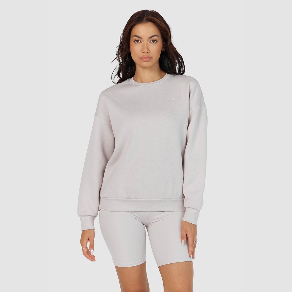 Lounge Underwear 365 Oversized Crew Neck Jumper Stone | INGWXCH-80