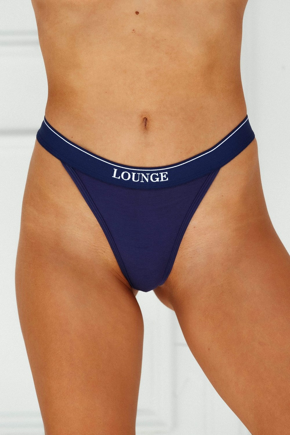 Lounge Underwear Bamboo Minimal Triangle Tanga Námornícka Modrá | QRTMWEH-29