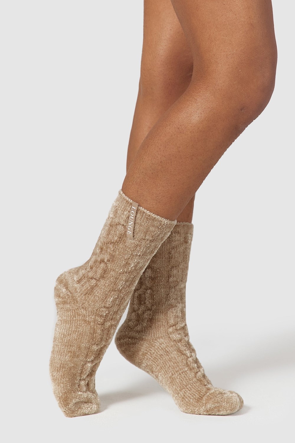 Lounge Underwear Chenille Pletené Socks Mink | BDVIOKG-37