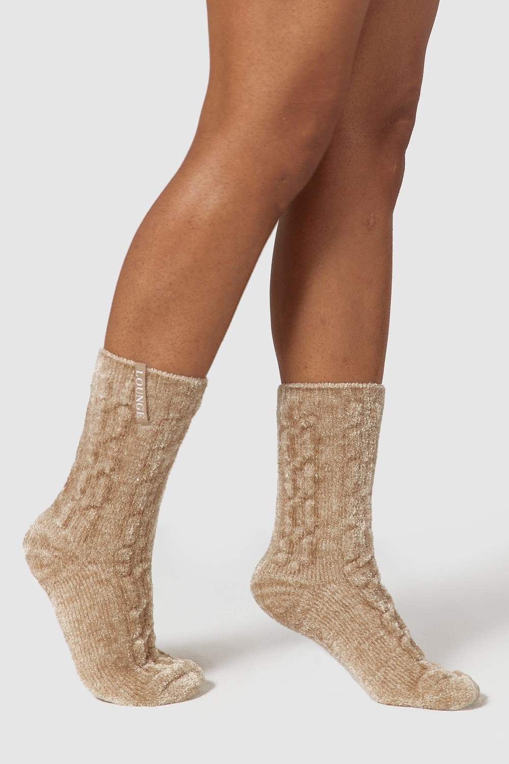 Lounge Underwear Chenille Pletené Socks Mink | BDVIOKG-37