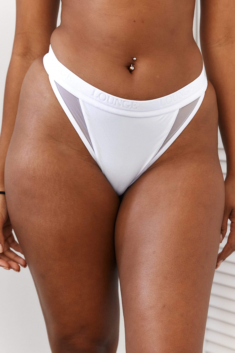 Lounge Underwear Contour Mesh Tanga Biele | DMBRJHI-97