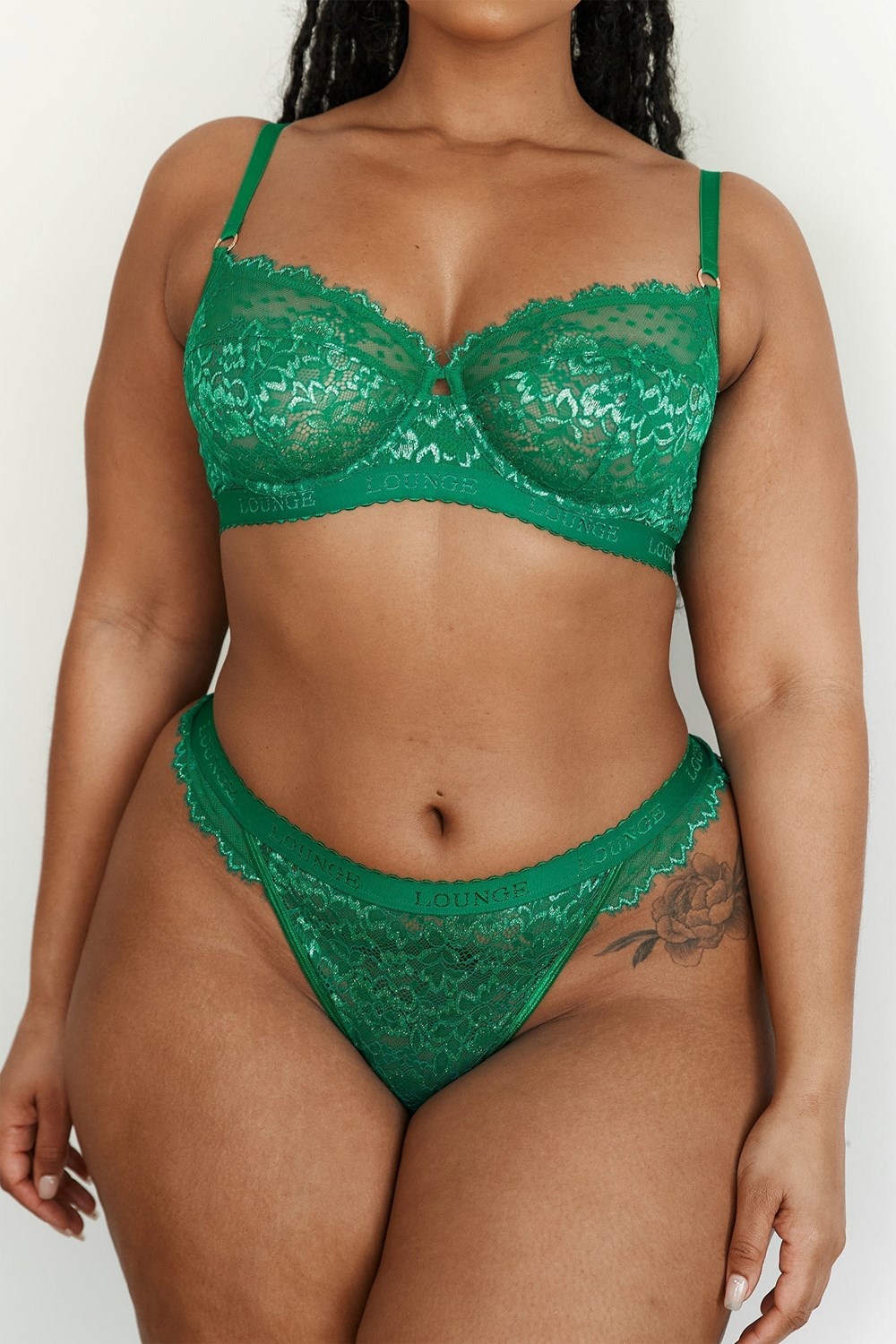 Lounge Underwear Desire Balcony Bra & Tanga/Briefs Set Emerald | CBAMXSH-73