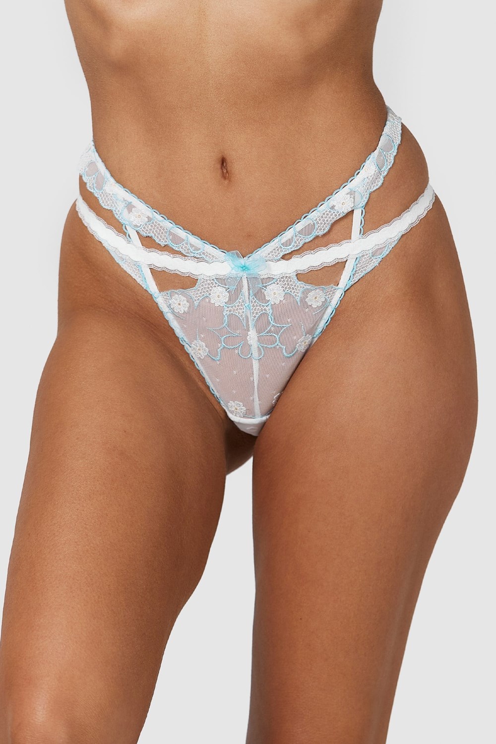 Lounge Underwear Fleur G-string Biele Modre | SDWTOLR-16