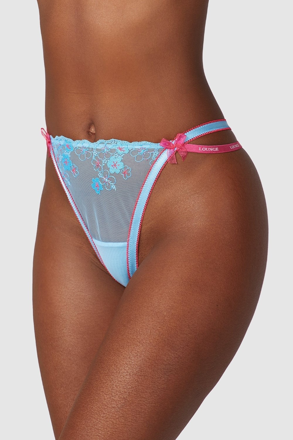 Lounge Underwear Floral Embroidered Tanga Modre | GMEUYJN-47