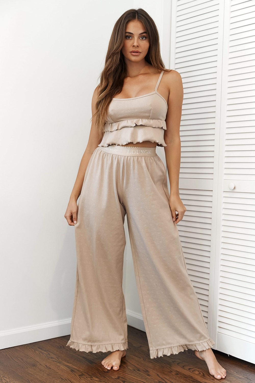 Lounge Underwear Frill Pajama Trousers Mink | OUSQDJK-35