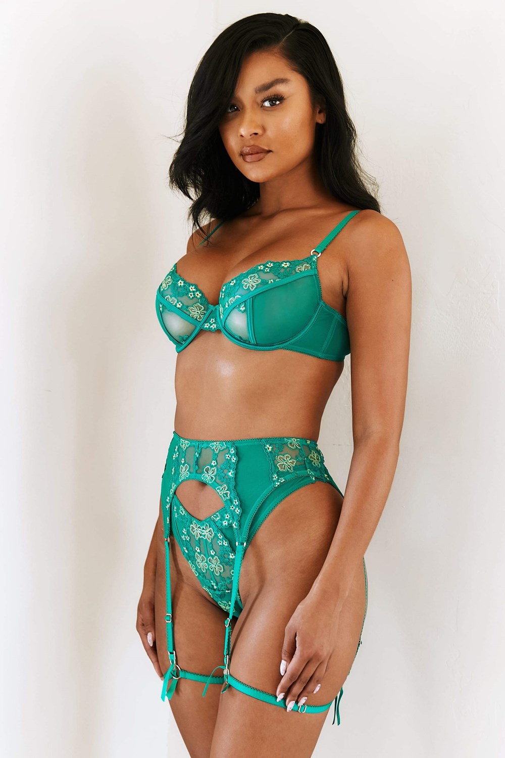 Lounge Underwear Harper Intimates Set Emerald | IWRQUDL-63