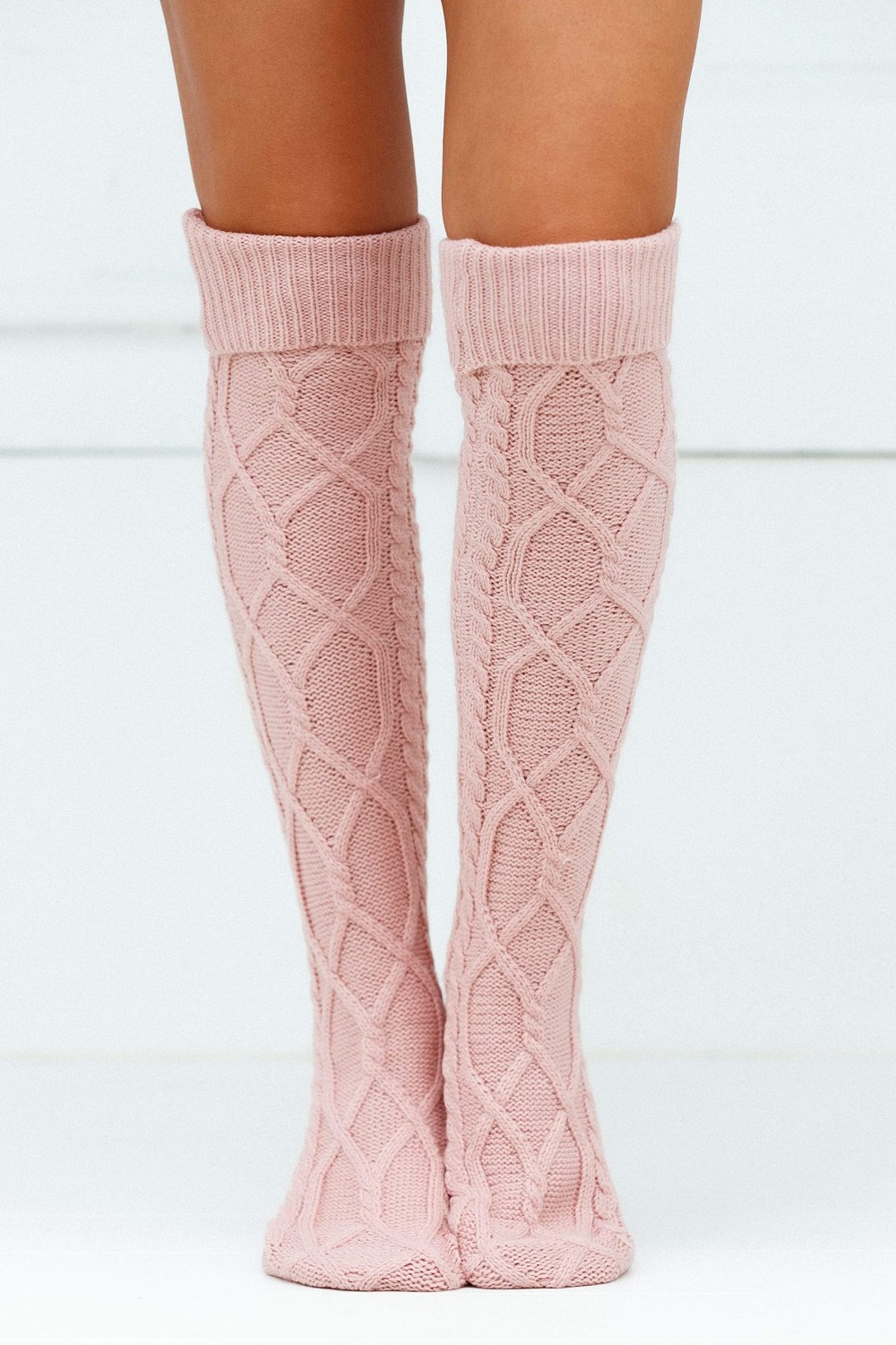 Lounge Underwear Knee-High Cosy Pletené Socks Ruzove | BFXRSMK-02