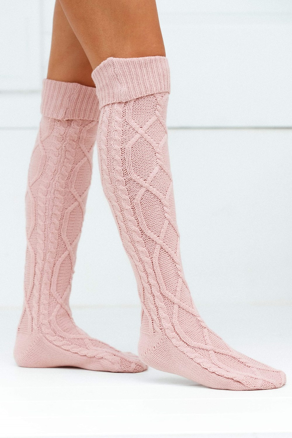 Lounge Underwear Knee-High Cosy Pletené Socks Ruzove | BFXRSMK-02