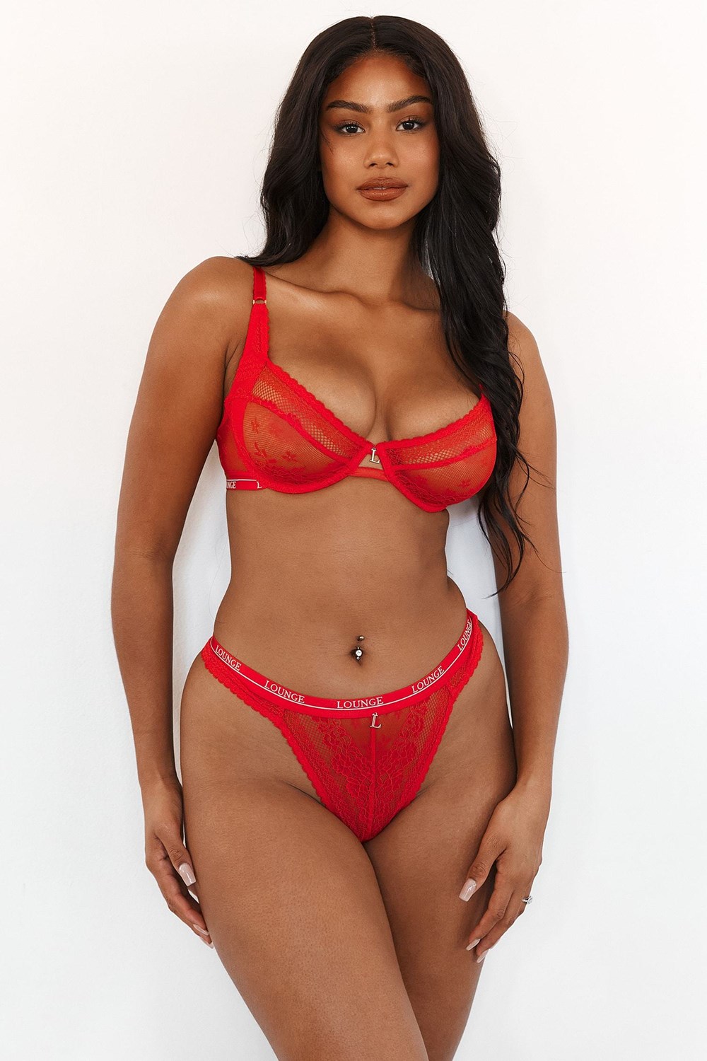 Lounge Underwear Liberty Balcony Bra & Tanga/Briefs Set Červené | KAXSONV-59