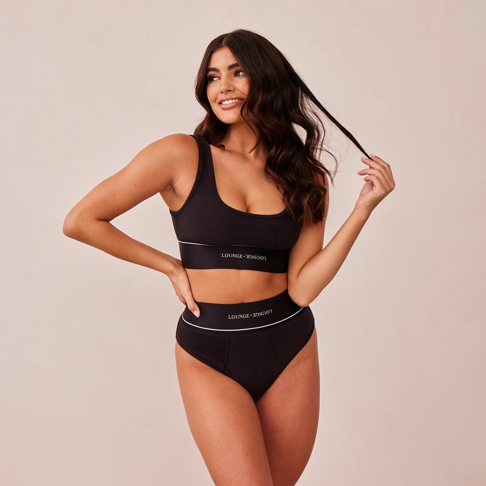 Lounge Underwear Loungerie Bralette & Briefs Set Čierne | OAYNTXB-17