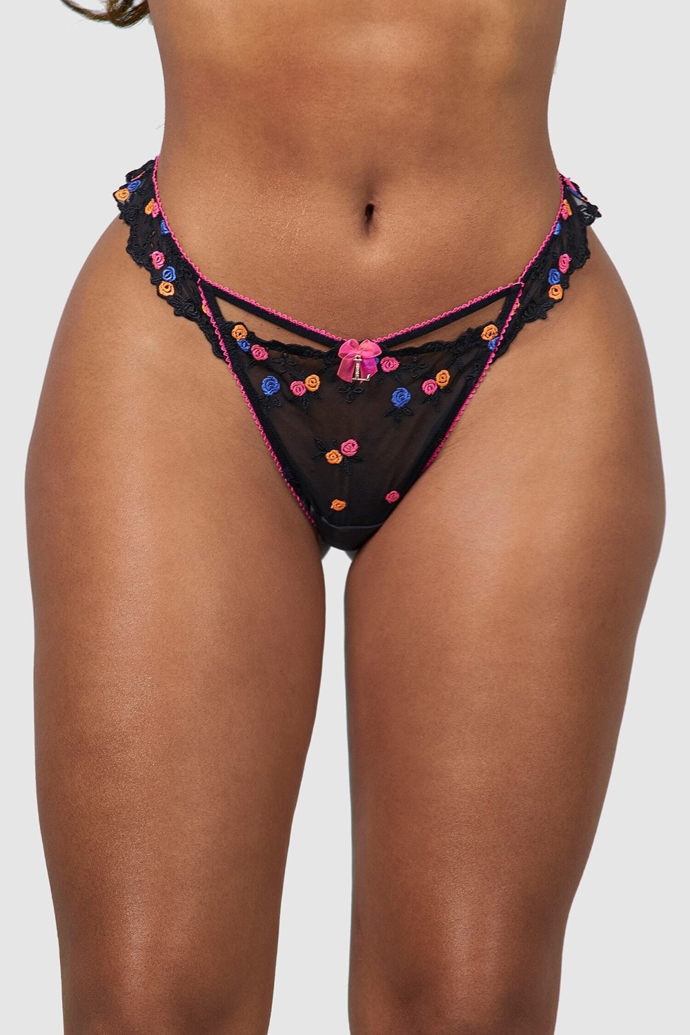 Lounge Underwear Neon G-string Čierne | JKTGOUL-52