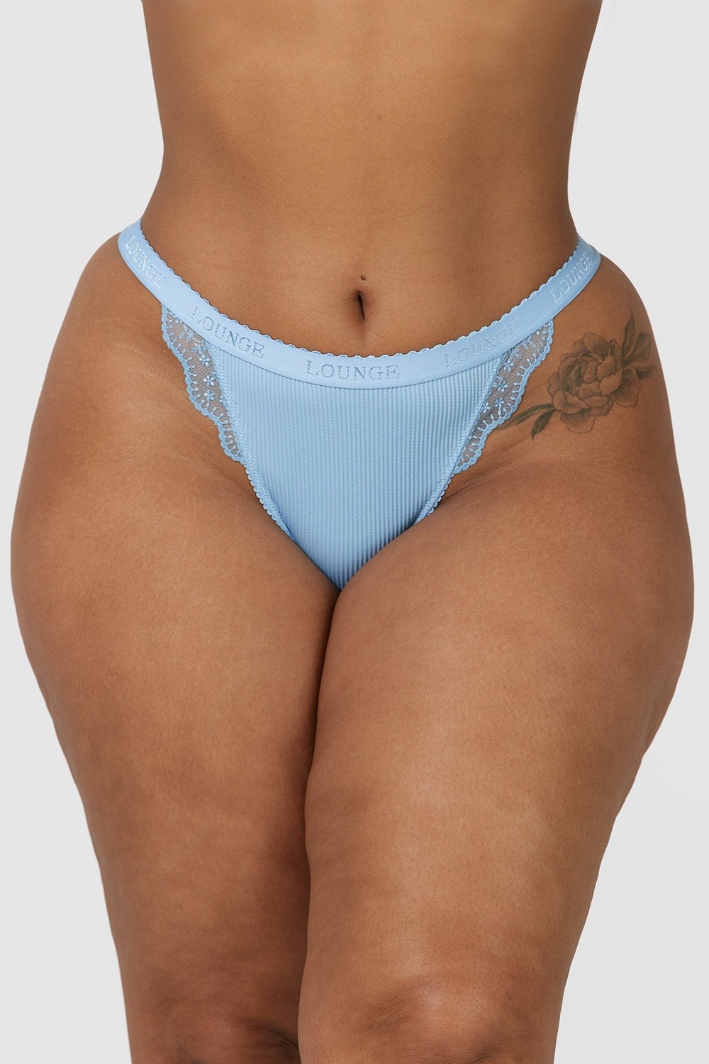 Lounge Underwear Rebrovaný Tanga Modre | OZEXGCK-37