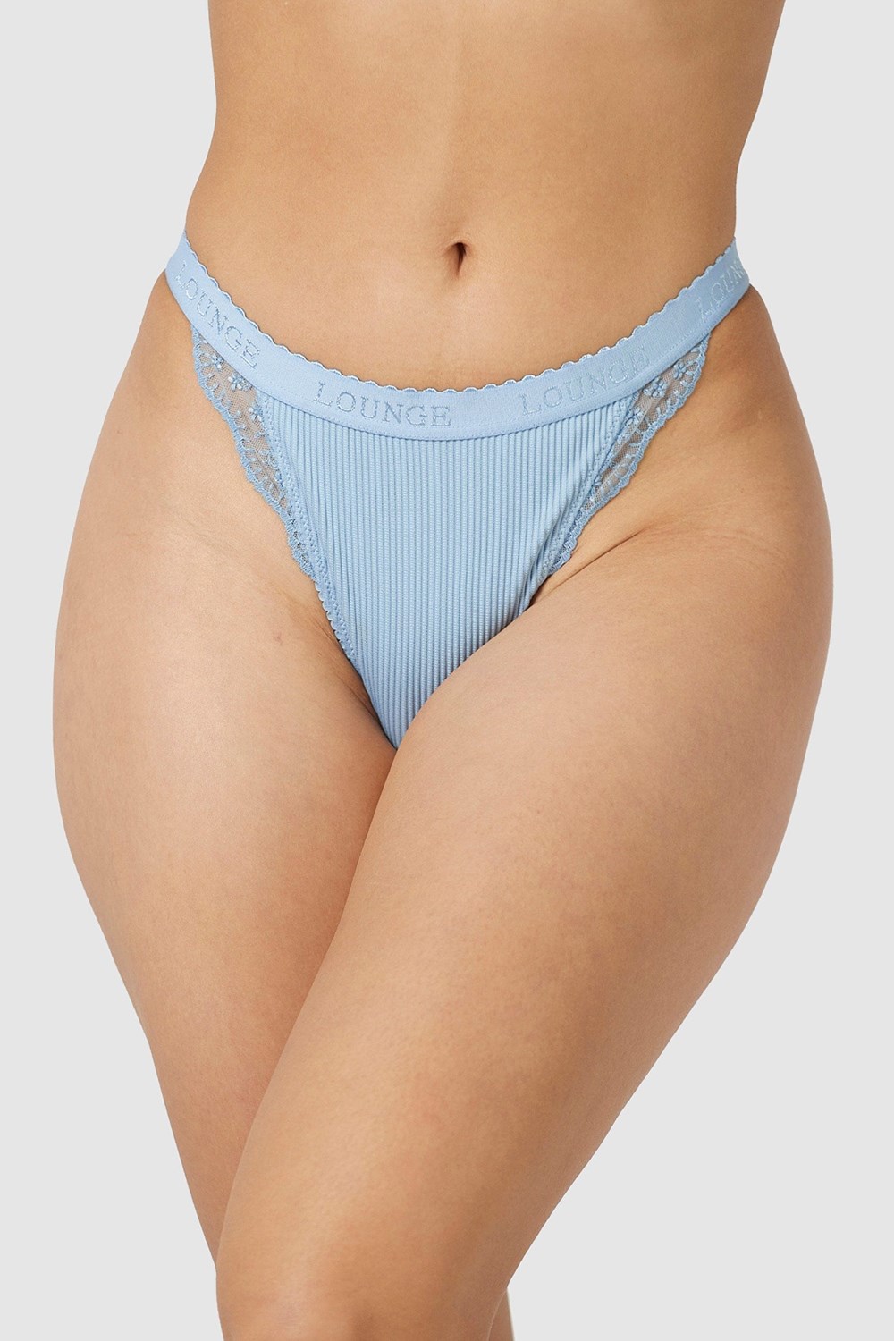 Lounge Underwear Rebrovaný Tanga Modre | OZEXGCK-37