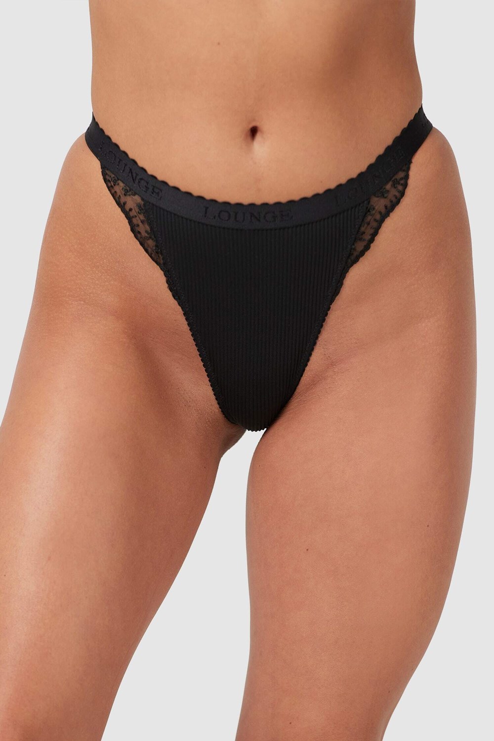 Lounge Underwear Rebrovaný Tanga Čierne | LBTFEIS-23