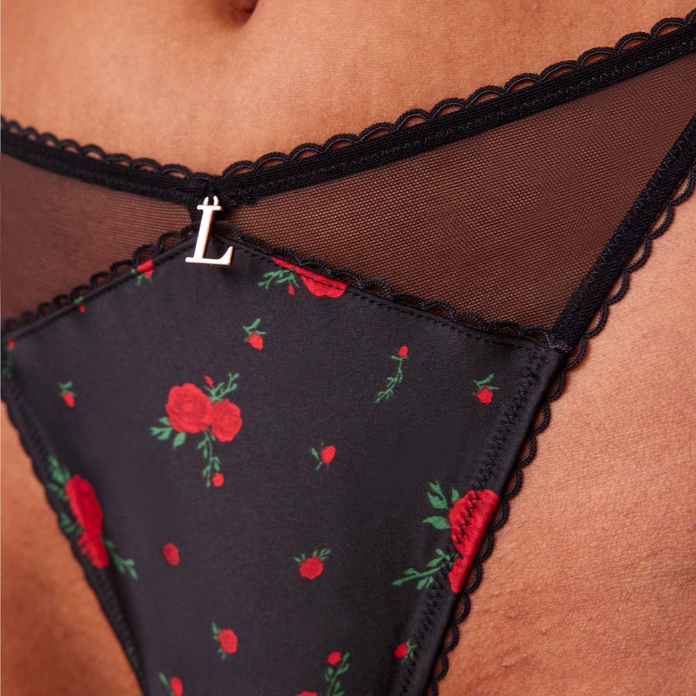 Lounge Underwear Rose Tanga Čierne | GKNRVQW-39