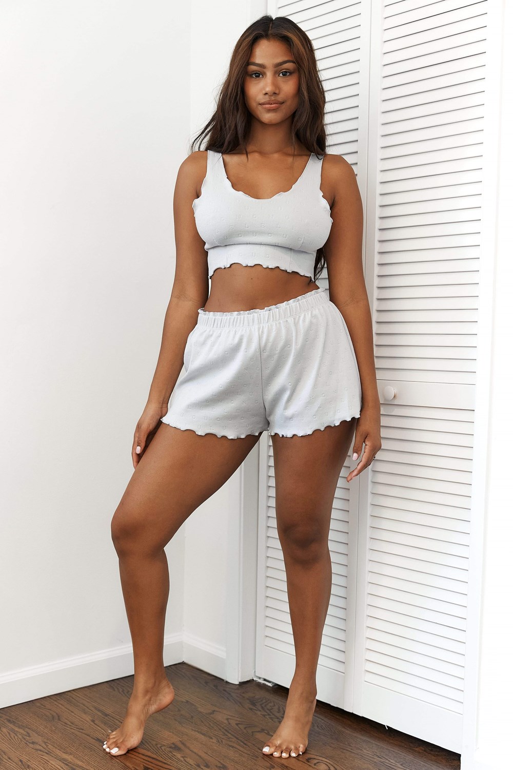 Lounge Underwear Ruffle Pajama Shorts Frost | ONLIRAJ-32