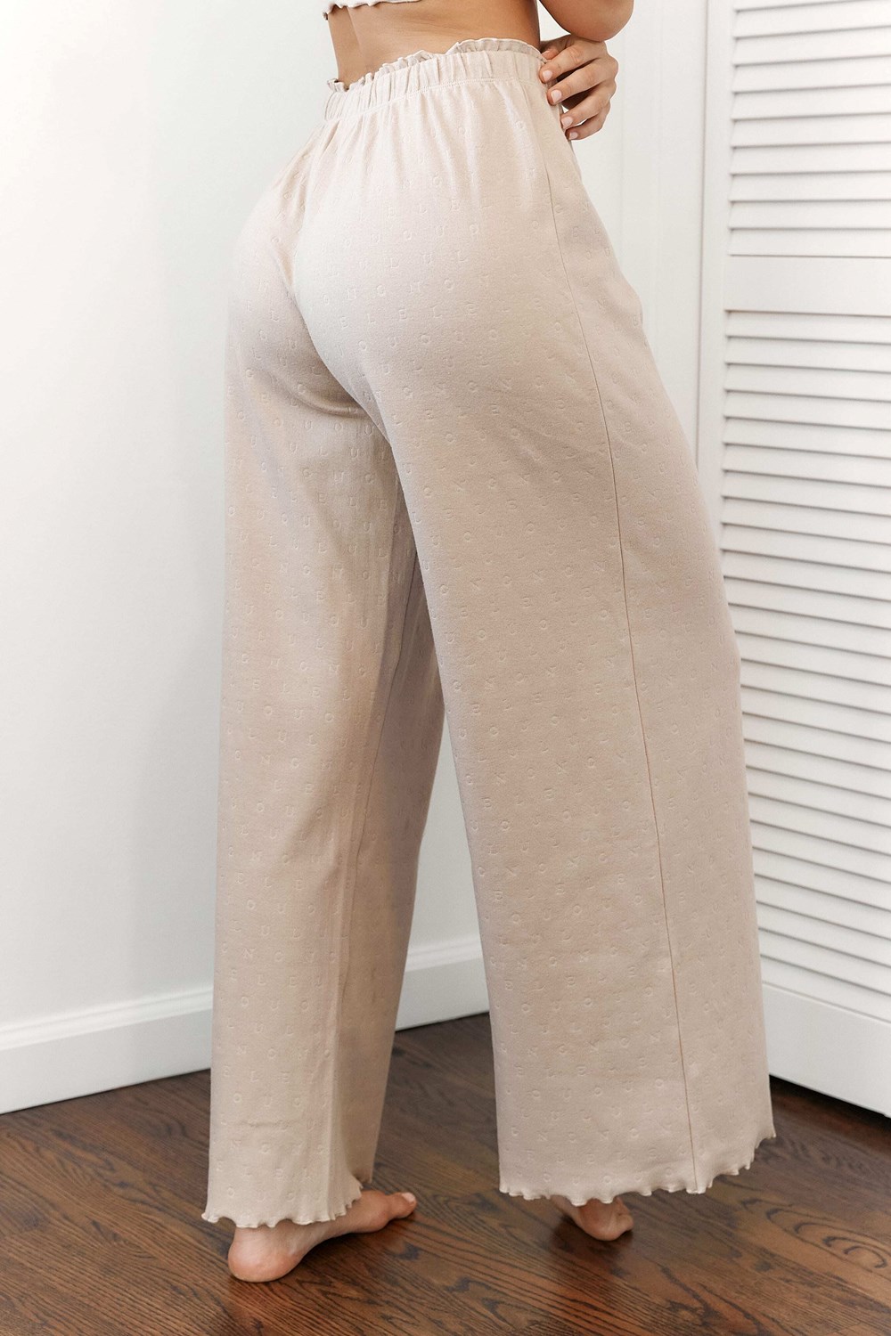 Lounge Underwear Ruffle Pajama Trousers Mink | AMECJRT-24