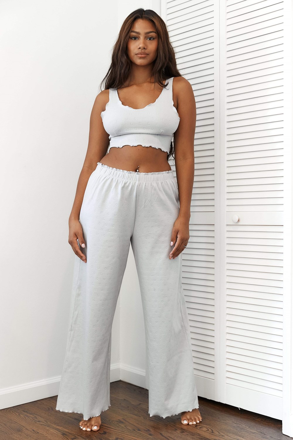 Lounge Underwear Ruffle Pajama Trousers Frost | LBHYAWP-56