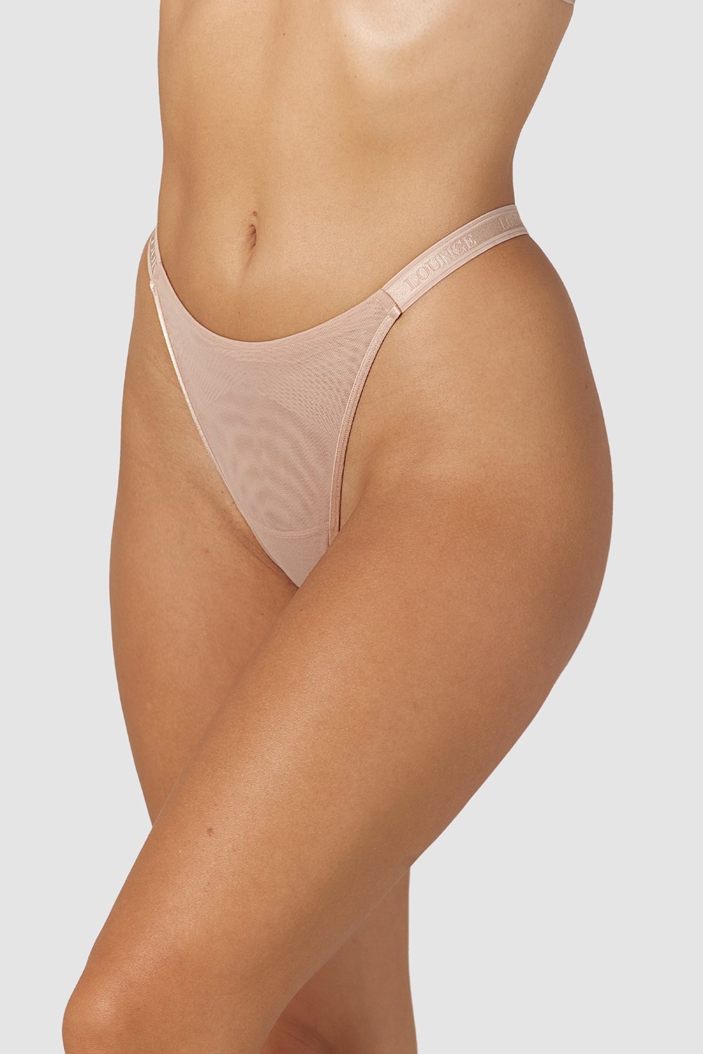 Lounge Underwear Smooth Mesh Tanga Taupe | JAYXWCN-62