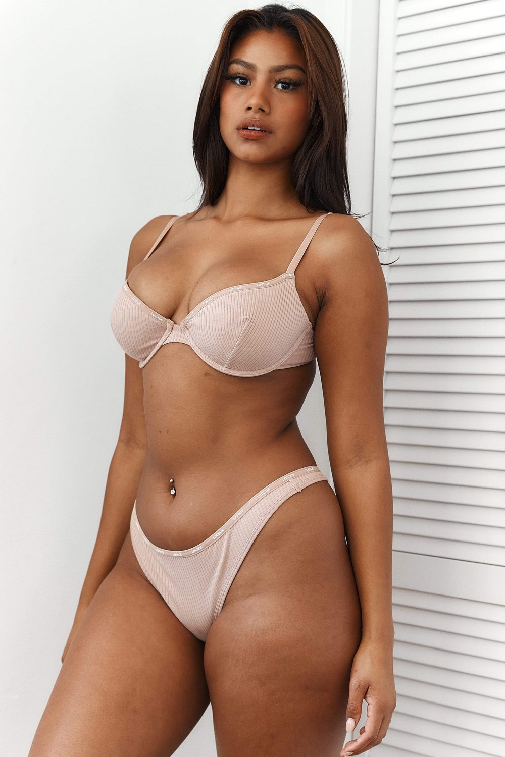 Lounge Underwear So Soft Rebrovaný T Shirt Bra & Tanga Set Taupe | URKPJOF-53