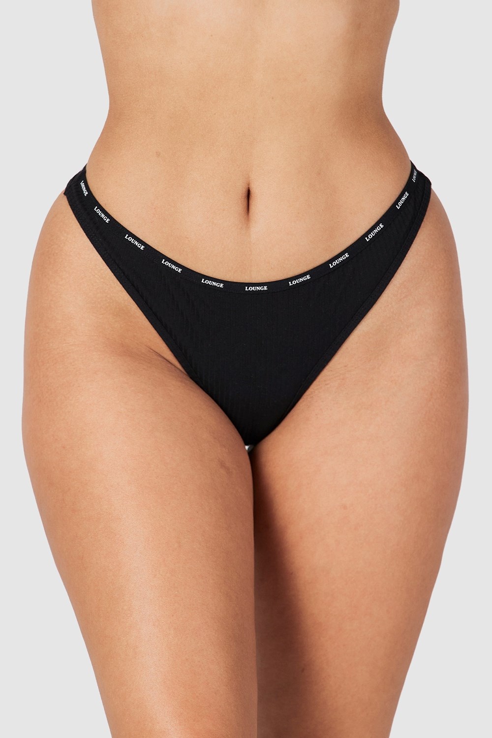 Lounge Underwear So Soft Rebrovaný Tanga Čierne | DHOEMNK-27