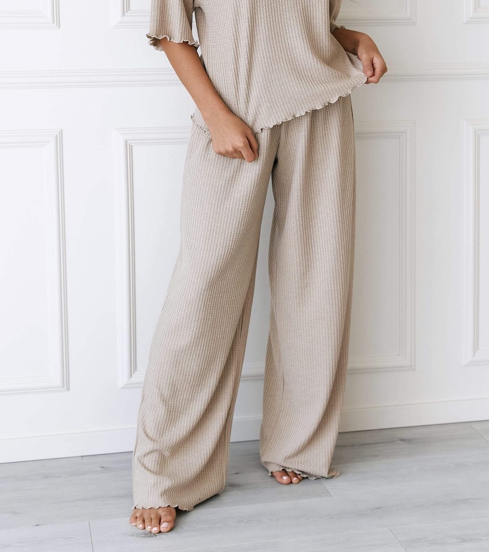 Lounge Underwear Soft Waffle Pajama Trousers Mink | DZPVTNY-76