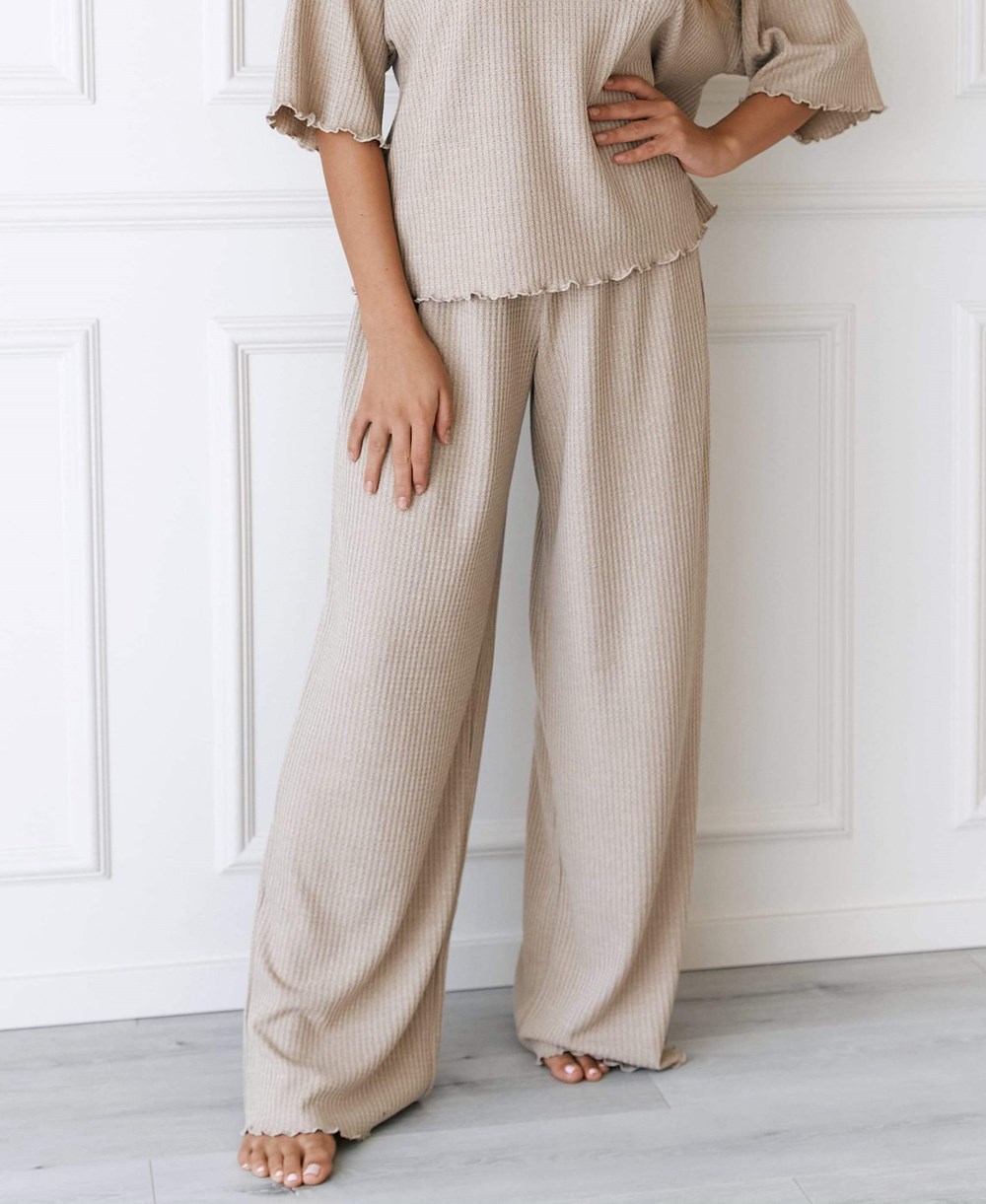 Lounge Underwear Soft Waffle Pajama Trousers Mink | DZPVTNY-76