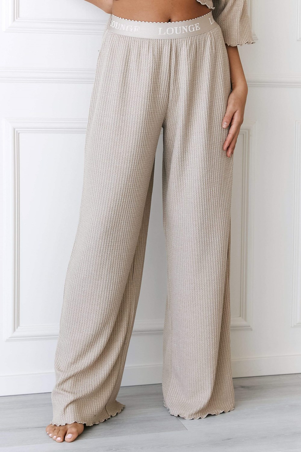 Lounge Underwear Soft Waffle Pajama Trousers Mink | DZPVTNY-76