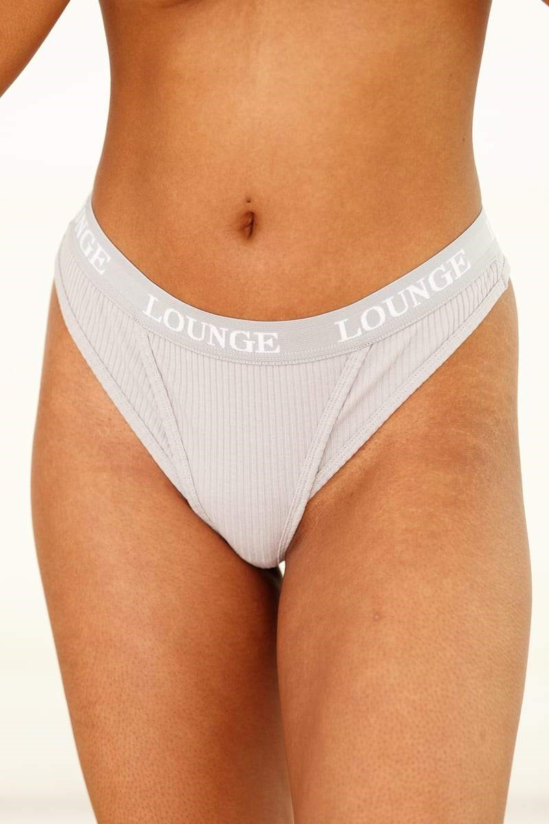 Lounge Underwear Ultra Pohodlie Rebrovaný Tanga Siva | HOWFEDS-54