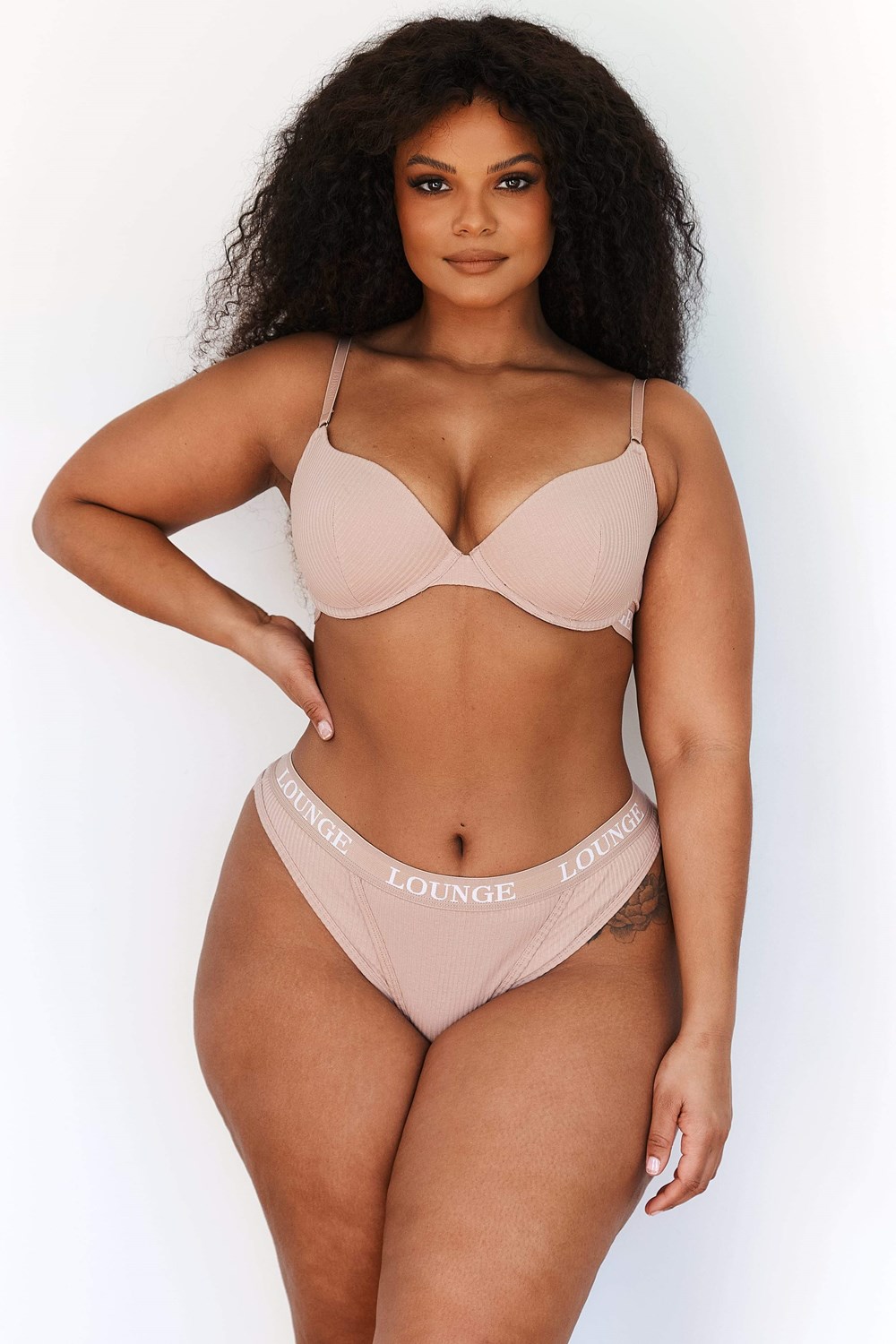 Lounge Underwear Ultra Pohodlie Rebrovaný T Shirt Bra & Tanga Set Taupe | YMAQKVJ-28