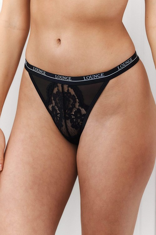 Lounge Underwear Blossom Tanga Čierne | ELPFBGY-80