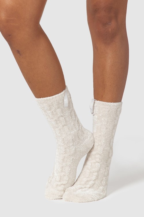 Lounge Underwear Chenille Pletené Socks Pearl | DNTJMRG-43