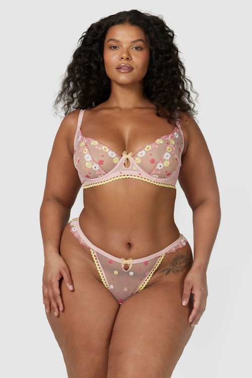 Lounge Underwear Fleur Balcony Bra & Tanga Set Ruzove | CFGWZBU-13