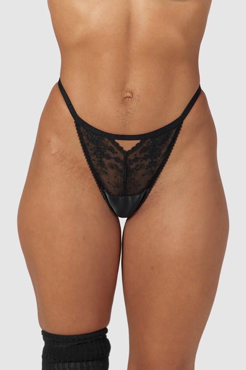 Lounge Underwear Flirt G-string Čierne | HBCPKSR-54