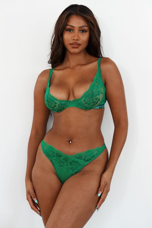 Lounge Underwear Luxe Balcony Bra & Tanga/Briefs Set Emerald | CFNDUEM-89