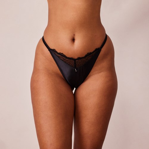 Lounge Underwear Prešívané Cipkovane G-string Čierne | NHLWQYE-48