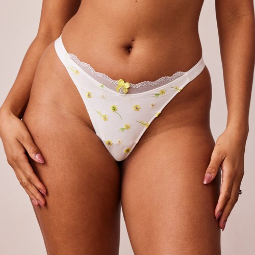 Lounge Underwear Rebrovaný Floral Triangle Tanga Biele | CWVUIPZ-07