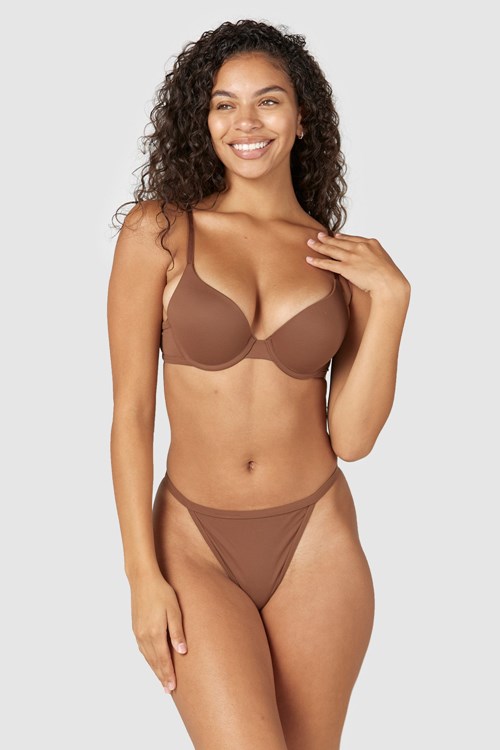 Lounge Underwear Sculpt Push-up T-shirt Bra & G-string/Briefs Set Chestnut | MQFECDW-96