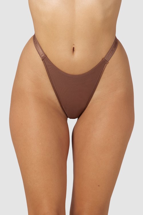 Lounge Underwear Smooth Mesh Tanga Chestnut | EFLYCJK-71