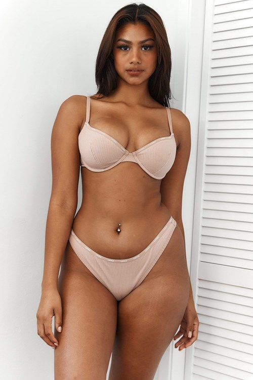 Lounge Underwear So Soft Rebrovaný T Shirt Bra & Tanga Set Taupe | URKPJOF-53