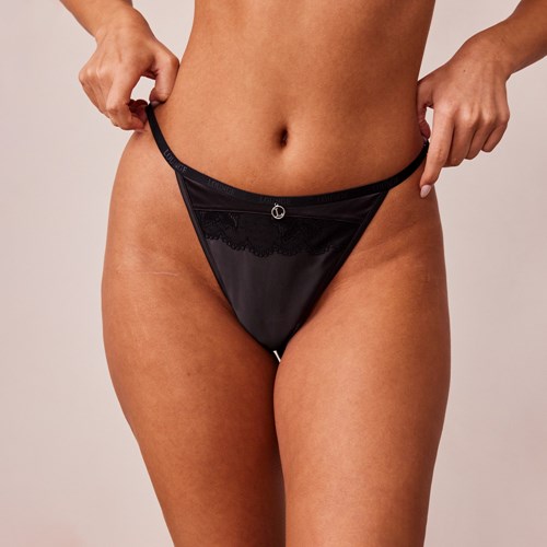 Lounge Underwear Soft Satin Tanga Čierne | BCPUQJF-71